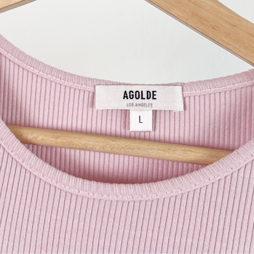 NWT Agolde Bea Ribbed Cutaway Bodysuit in Light Pink- Fondant - Picture 5 of 8